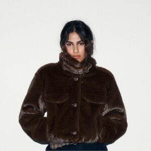 ZARA FAUX FUR BOMBER JACKET
